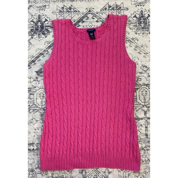 GAP Jackets & Blazers - Vintage Gap Maternity Womens Small Pink Cable Knit Sleeveless Sweater Vest
